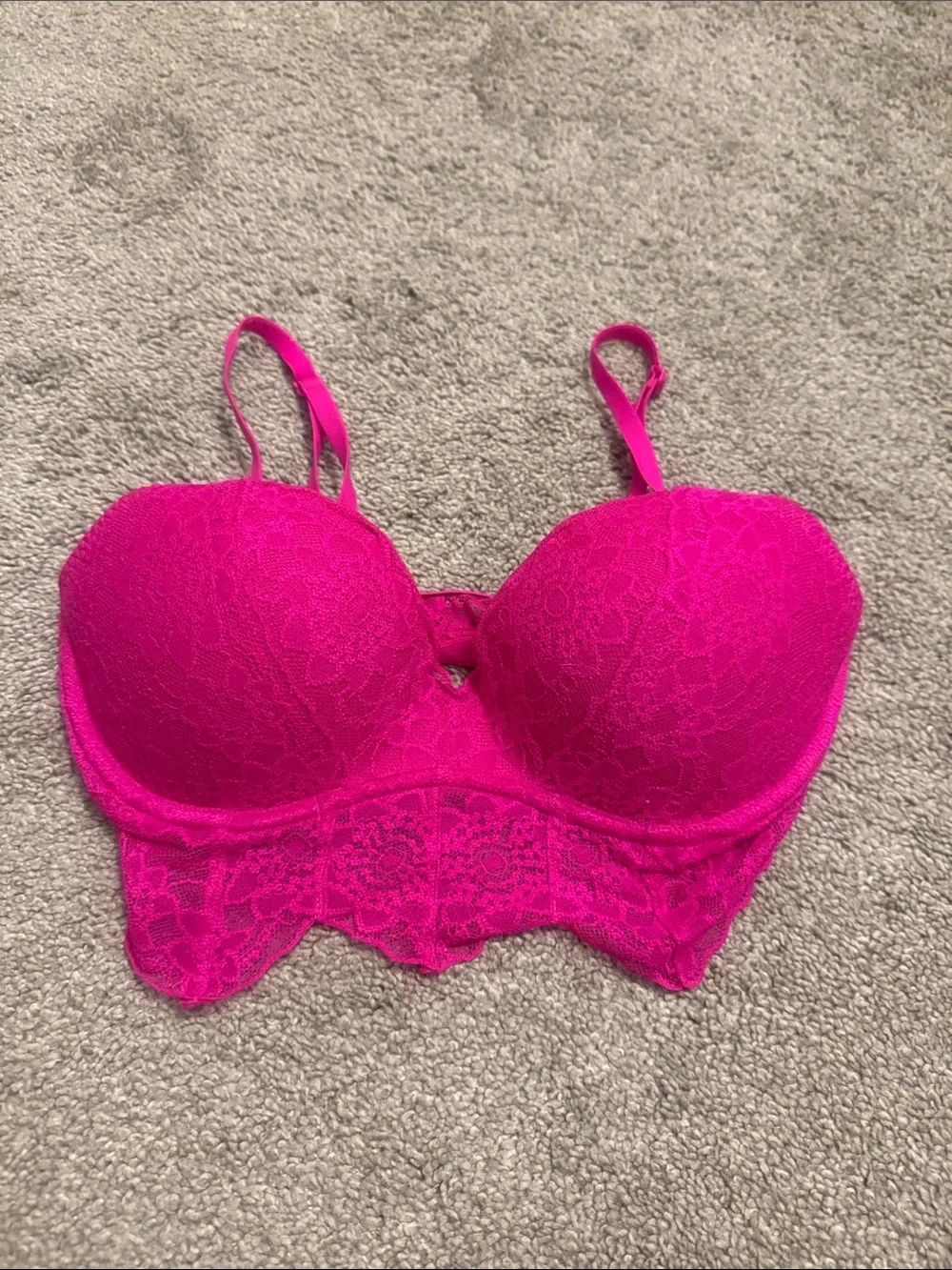 Hot Pink Lace Longline Bra